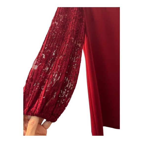 White House Black Market Red Sheath Dress with Bishop Sleeves - Picture 3 of 6